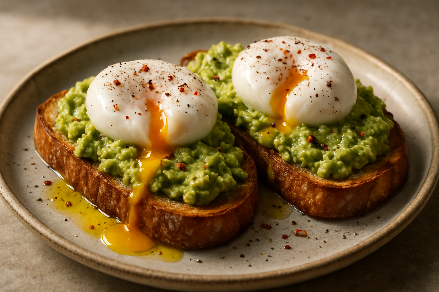 Smashed Avocado Toast With Poached Eggs